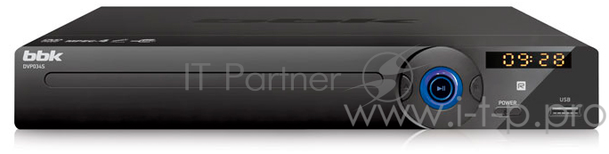DVD-проигрыватель BBK DVР 034 S (т-с) (черный, поддержка форматов JPEG 4(Мб), MP3, WMA, AVI, звук Dolby Digital)
