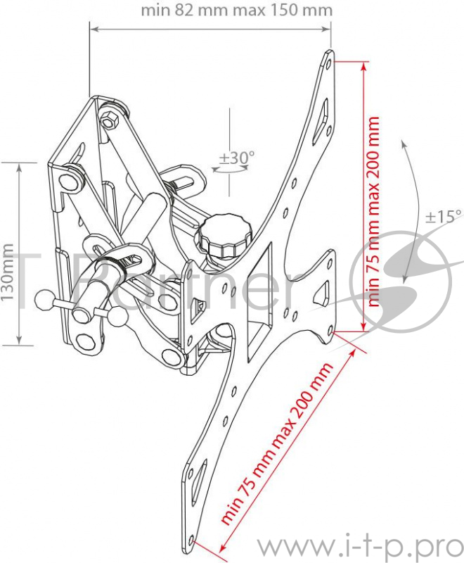 Кронштейн для телевизора Arm Media LCD-301 черный 15-37 макс.30кг настенный поворот и наклон