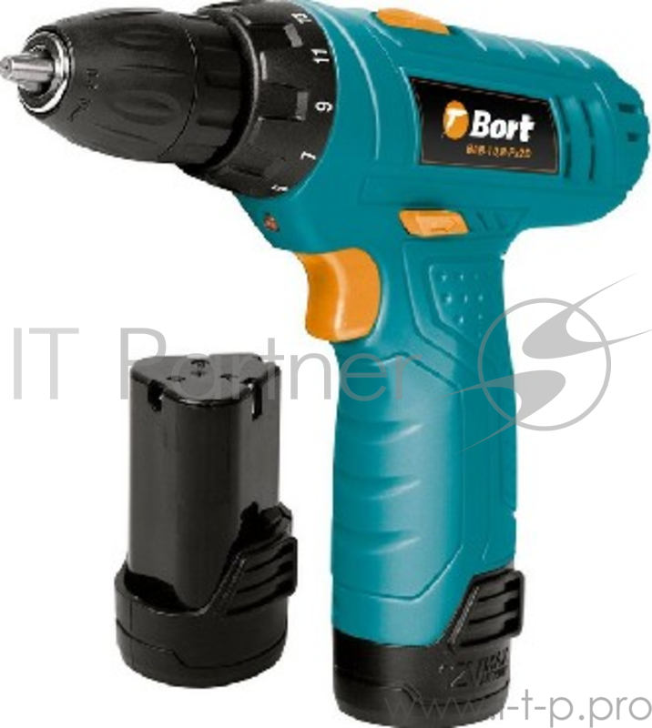 Дрель-шуруповерт BORT BAB-10,8-PX2D аккумуляторная, Напряжение аккумуляторной батареи 10,8 В, Энергоемкость аккумуляторной батареи 1,3 Ач, Тип Li-Ion 2 шт, Максимальный крутящий момент 23 Nm, Количество скоростей 2, Время зарядки 2 ч, Регулировка кру