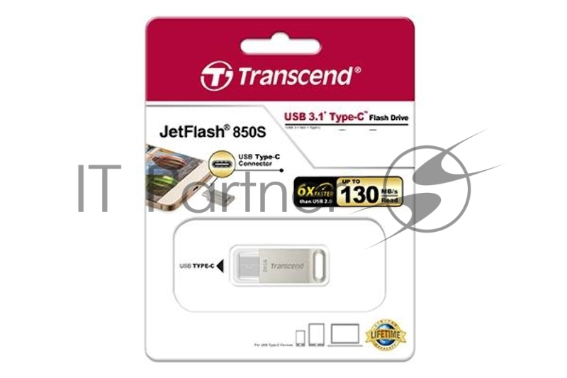 Носитель информации Transcend USB Drive 32Gb JetFlash 850 TS32GJF850S {USB 3.1 Type-C}
