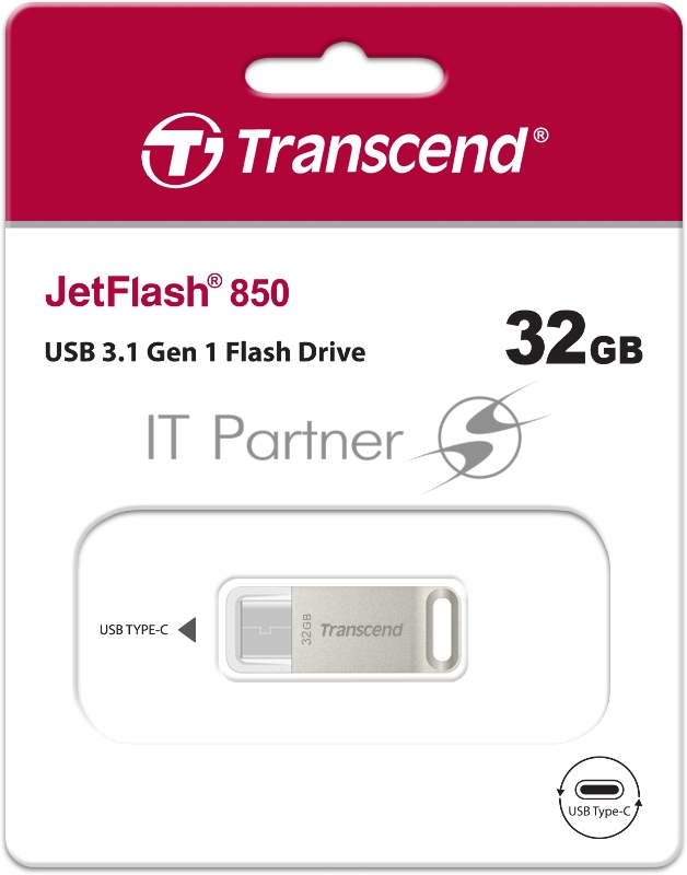 Носитель информации Transcend USB Drive 32Gb JetFlash 850 TS32GJF850S {USB 3.1 Type-C}