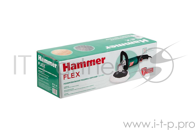 Машина шлифовальная угловая Hammer Flex USM1200P 1200Вт 600-3500об/мин тарелка 180мм, полировальная