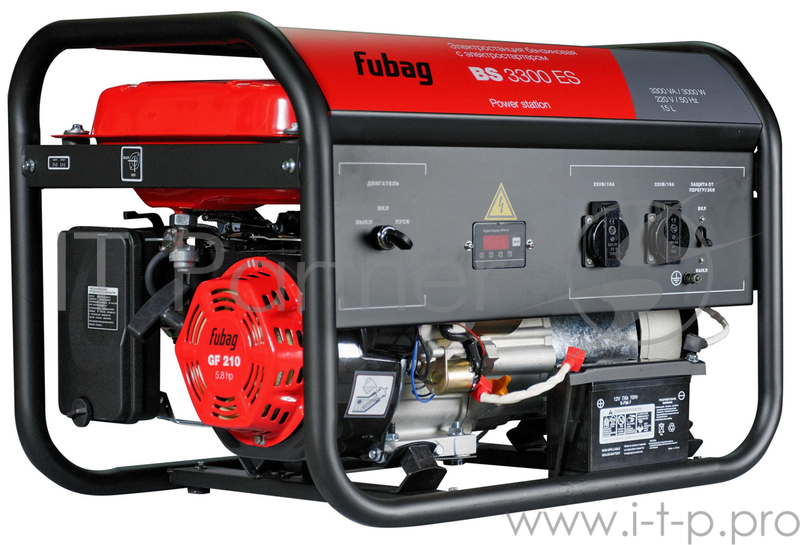 Генератор FUBAG BS 3300 ES { 3,3/3,0 кВА, 13,0 А, 15 Объем бака, л, 220 В, 50 Вес, кг }