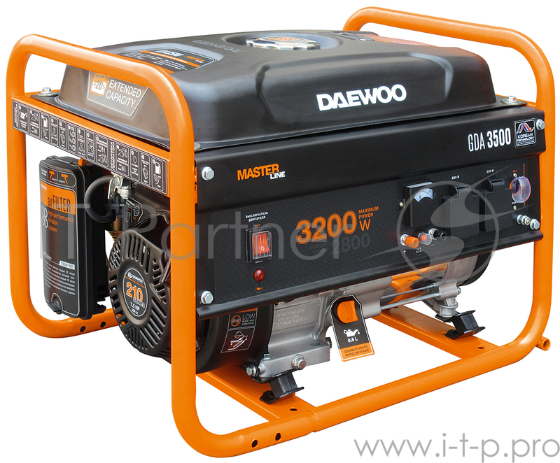 Генератор DAEWOO GDA 3500 2.8/3.2кВт 230В 208см3 7.0лс 15л 2х230В 38кг