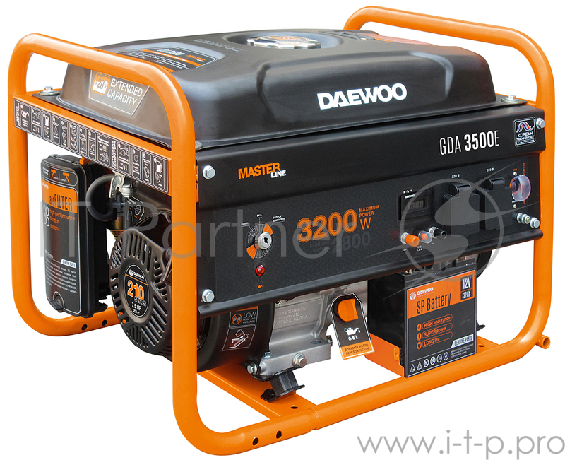 Генератор DAEWOO GDA 3500E 2.8/3.2кВт 230В 208см3 7.0лс 15л 2х230В 42кг