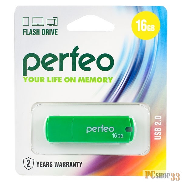 Носитель информации Perfeo USB Drive 16GB C05 Green PF-C05G016