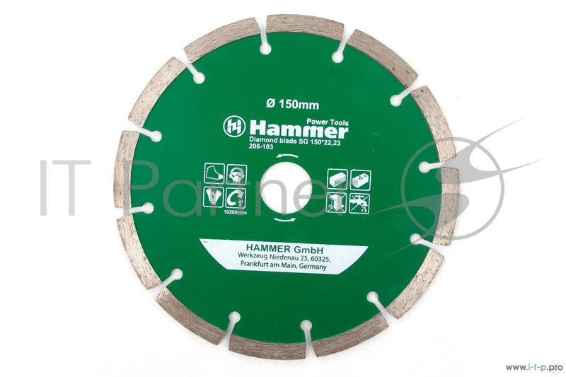 Щетки для дрелей и УШМ Диск алм. Hammer Flex 206-103 DB SG 150*22мм сегментный 30687