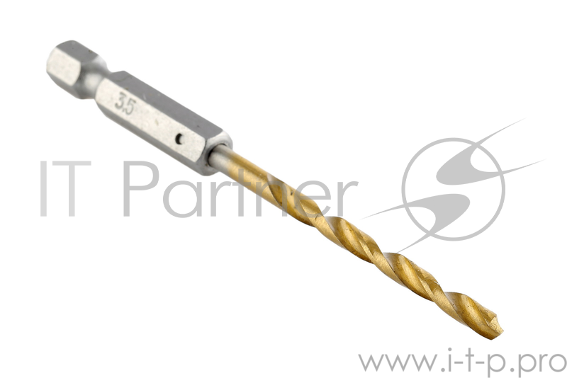 Сверло Hammerflex 202-805 DR MT 3,5мм*90 тип хвостовика - HEX, металл, HSS-4241, TIN