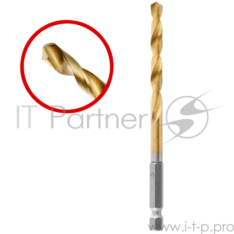 Сверло Hammerflex 202-810 DR MT 6,0мм*113 тип хвостовика - HEX, металл, HSS-4241, TIN