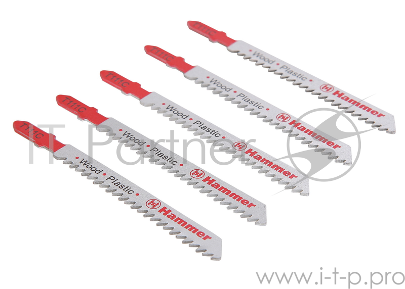 Пилка для лобзика Hammerflex 204-116 JG WD-PL T111C (5pcs) мягк.дрпл, быстро, 74мм, шаг 3.0, HCS