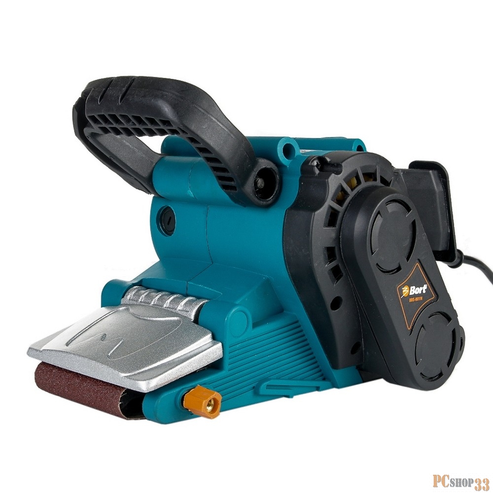 Шлифовальные машины Bort BBS-801N Машина шлифовальная ленточная 93728007 { 800 Вт, 260 Об/мин, 3.1 кг, набор аксессуаров 3 шт }