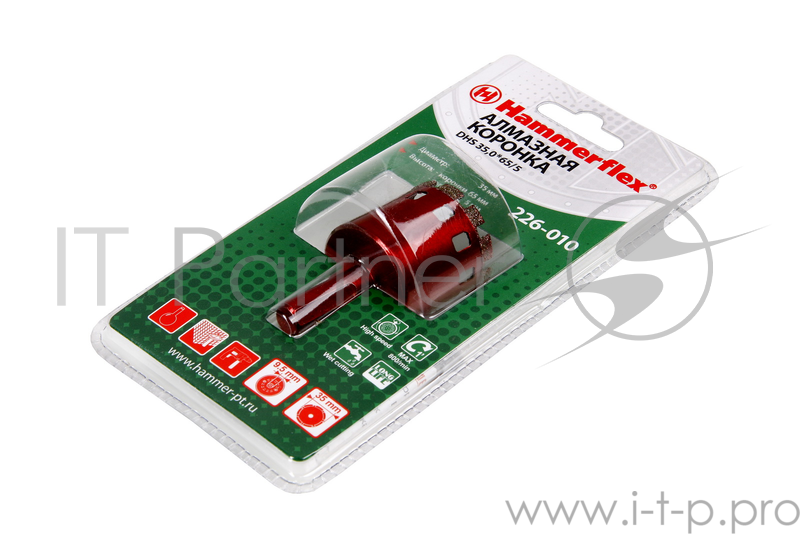 Алм. трубчатая коронка Hammer Flex 226-010 DHS 35,0*65/5 A3, алмаз 60Р, керамогранит