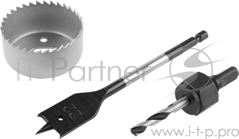 Набор для врезки замков ЗУБР 2954-54-H3_z01 ЭКСПЕРТ 54мм державка перьевое сверло 22мм 3пр.