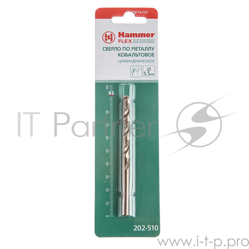Сверло HAMMER Flex 202-510 DR CO 5,50мм*93мм кобальт M35, DIN338, HRC65-70