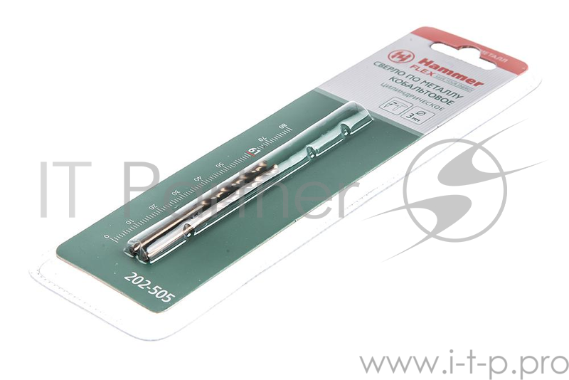 Сверло HAMMER Flex 202-505 DR CO 3,00мм*61мм кобальт M35, DIN338, HRC65-70 2шт