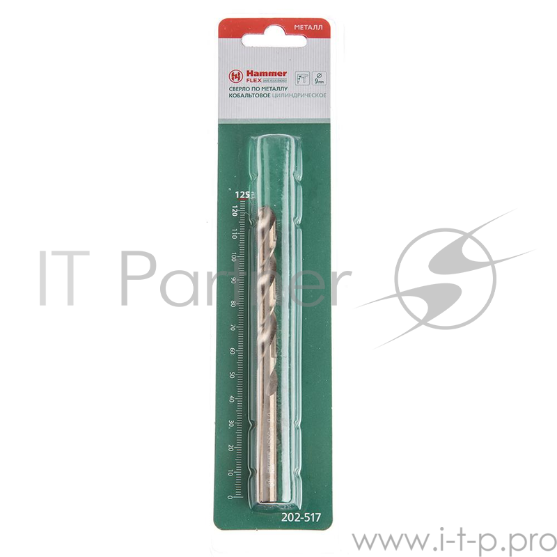Сверло HAMMER Flex 202-517 DR CO 9,00мм*125мм кобальт M35, DIN338, HRC65-70