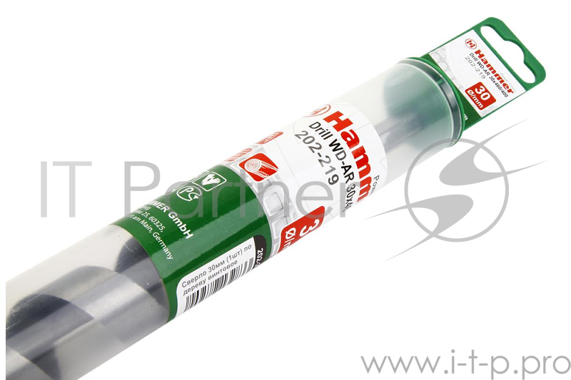 Сверло HAMMER Flex 202-219 DR WD AR 30мм*460/400мм дерево, спиральное