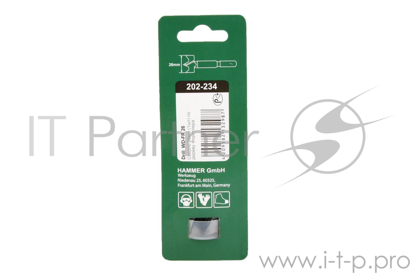 Сверло HAMMER Flex 202-234 DR WD FR 26мм*100мм дерево, Форстнера