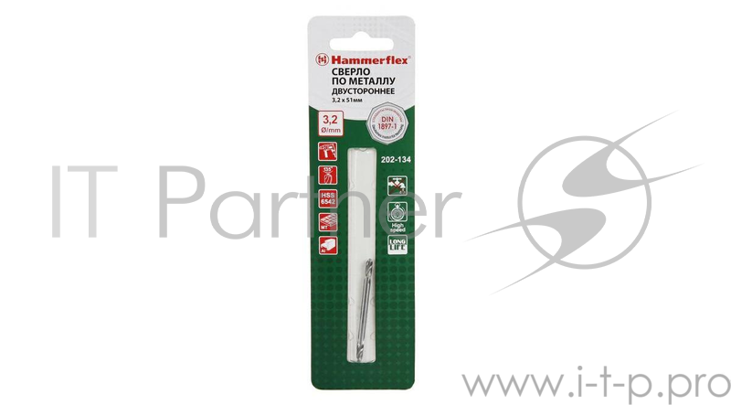 Сверло HAMMER Flex 202-134 DR MT 3,2мм*51 двухстороннее, металл, HSS-6542