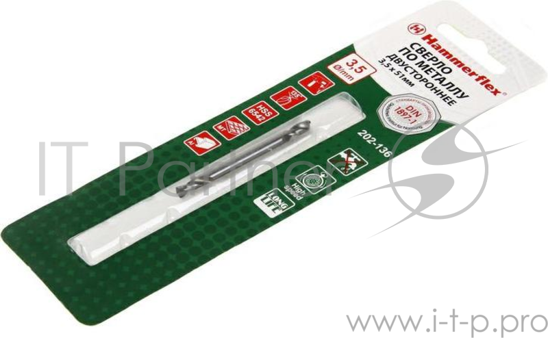 Сверло HAMMER Flex 202-136 DR MT 3,5мм*51 двухстороннее, металл, HSS-6542