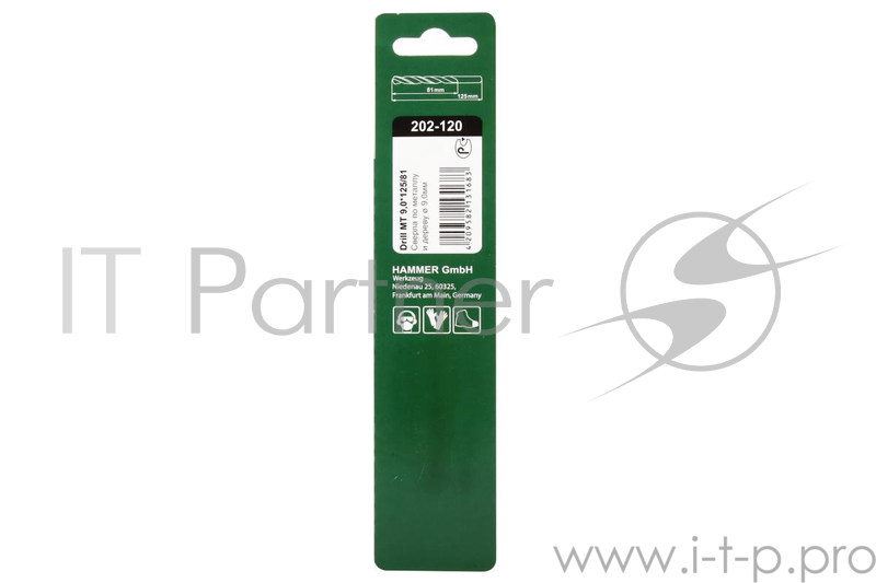 Сверло HAMMER Flex 202-120 DR MT 9,0мм*125/81мм металл, DIN338, HSS-G, TIN