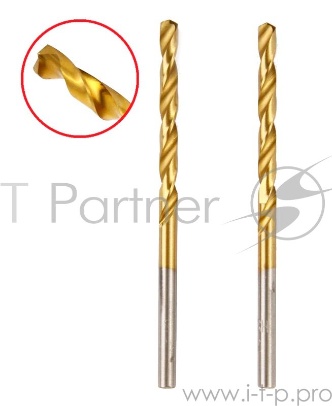 Сверло HAMMER Flex 202-107 DR MT 3,3мм*65/36мм металл, DIN338, HSS-G, TIN, 2шт.