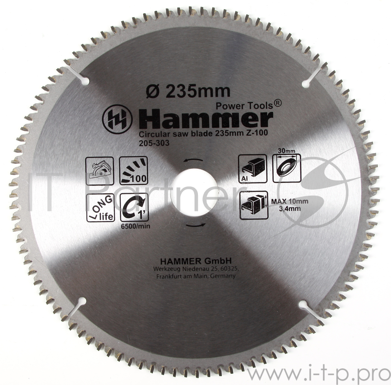 Диск пильный Hammer Flex 205-303 CSB AL 235мм*100*30мм по алюминию