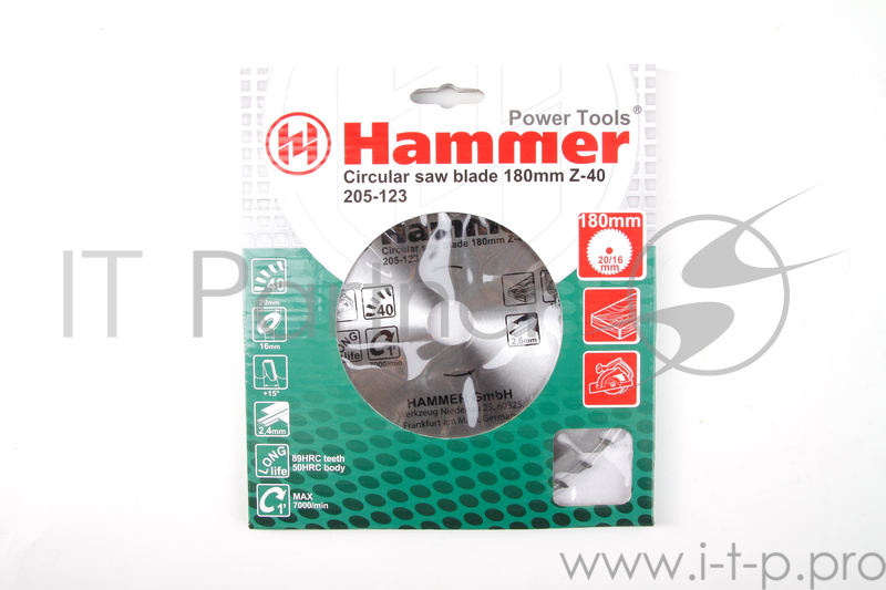 Диск пильный Hammer Flex 205-123 CSB WD 180мм*40*20/16мм по дереву