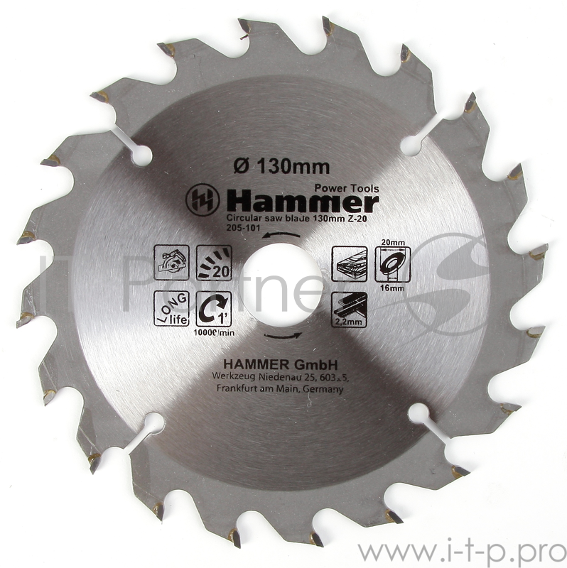 Диск пильный Hammer Flex 205-101 CSB WD 130мм*20*20/16мм по дереву