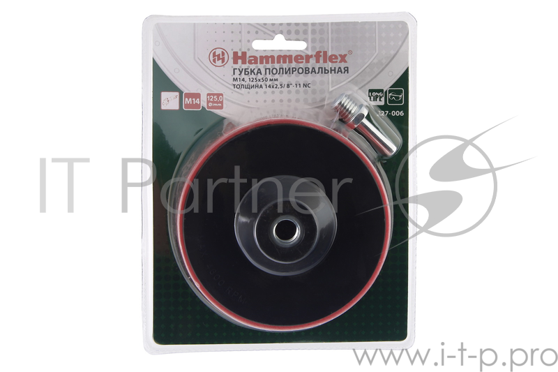 Губка полировальная Hammer Flex 227-006 PD M14 WL 125х50 мм, 14х2,5/8-11 NC для шлифмашин