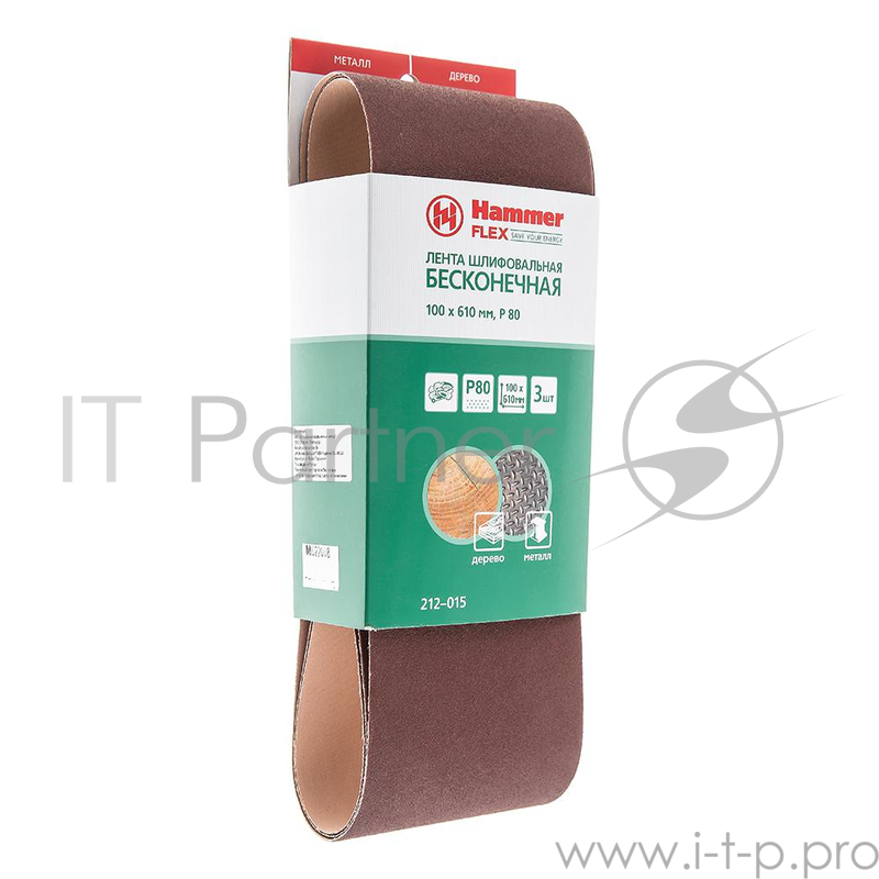 Лента шлиф. Hammer Flex 212-015 100 Х 610 Р 80 по 3 шт.