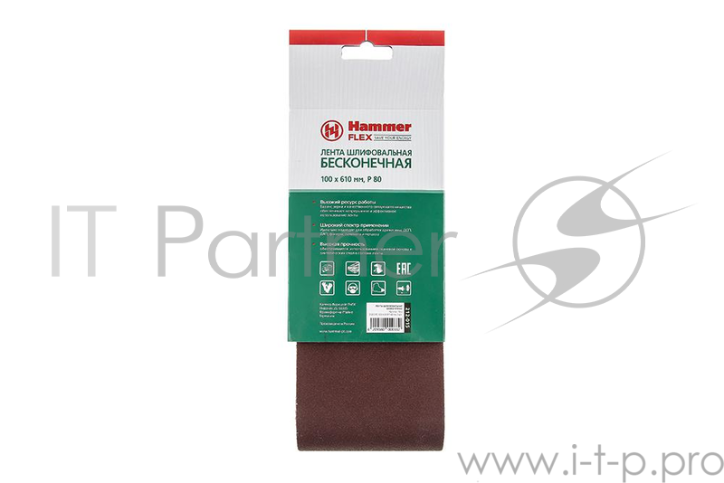 Лента шлиф. Hammer Flex 212-015 100 Х 610 Р 80 по 3 шт.