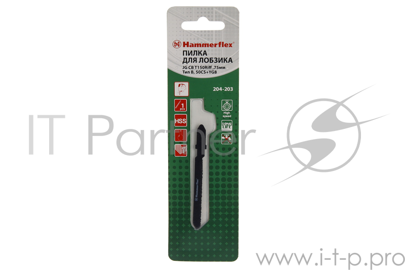 Пилка для лобзика Hammer Flex 204-203 JG CB T150Riff твердые материалы, 75мм, Тип B, 50CS+YG8