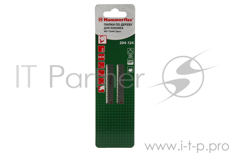 Пилка для лобзика Hammer Flex 204-124 JG WD T234X мягкое дерево, 90мм, шаг 3.0, HCS, 2шт.