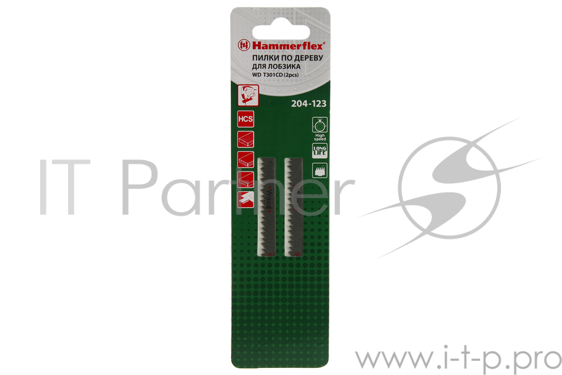 Пилка для лобзика Hammer Flex 204-123 JG WD T301CD мягкое дерево, 90мм, шаг 3.0, HCS, 2шт.