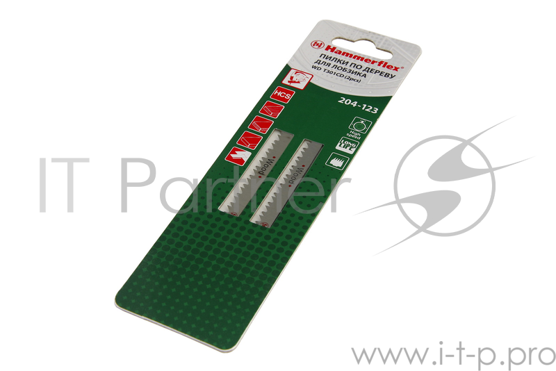 Пилка для лобзика Hammer Flex 204-123 JG WD T301CD мягкое дерево, 90мм, шаг 3.0, HCS, 2шт.