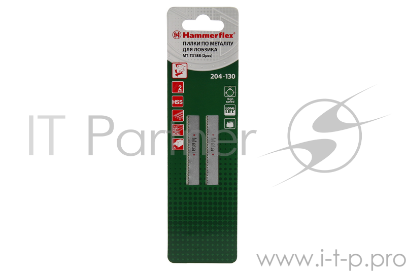 Пилка для лобзика Hammer Flex 204-130 JG MT T318B тонкий металл, 110мм, шаг 2.0, HSS, 2шт.
