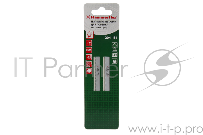 Пилка для лобзика Hammer Flex 204-131 JG MT T318AF тонкий металл, 110мм, шаг 1.2, BiMET, 2шт.