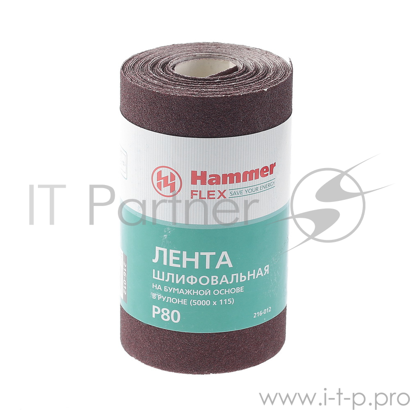 Лента шлиф. Hammer Flex 216-012 115х5м P80 бум. основа, рулон