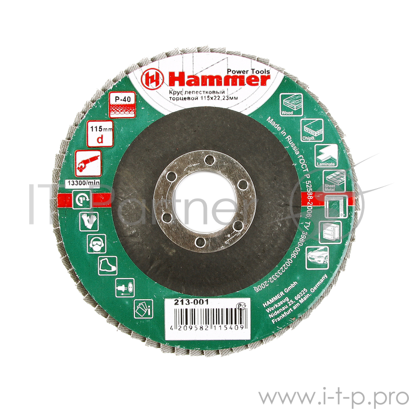 Круг лепестковый торцевой 115 Х 22 Р 40 тип 1 КЛТ Hammer Flex 213-001
