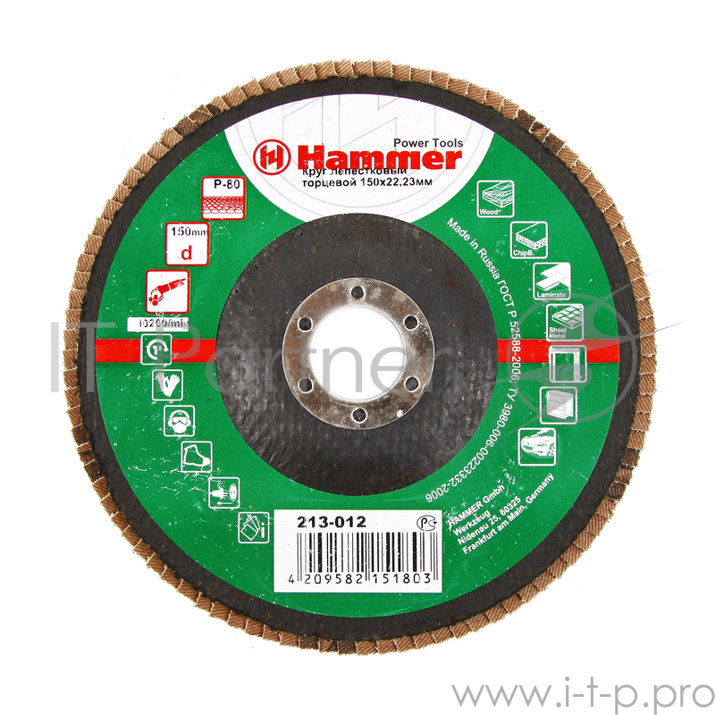 Круг лепестковый торцевой 150 Х 22 Р 80 тип 1 КЛТ Hammer Flex 213-012
