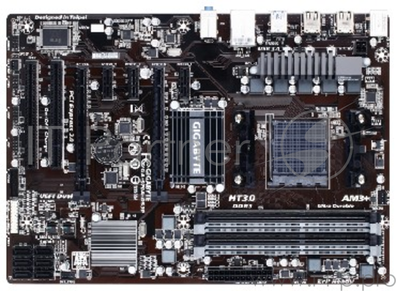 Мат. плата SocketAM3+ GIGABYTE GA-970A-DS3P (AMD 970, 4xDDR3, SATA III, RAID, 2xPCI-E, 1Гбит LAN, USB3.0, ATX)