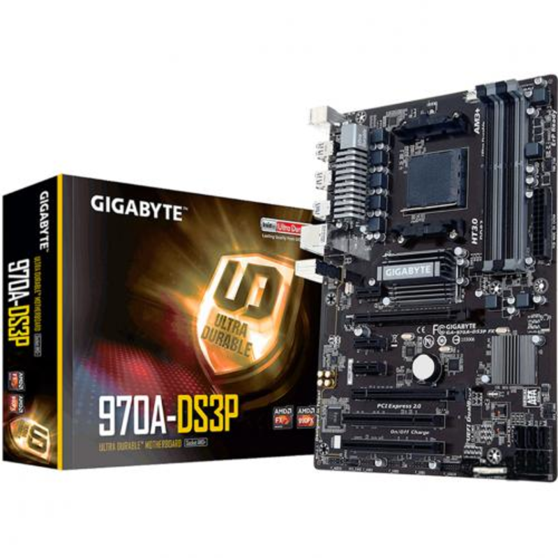 Мат. плата SocketAM3+ GIGABYTE GA-970A-DS3P (AMD 970, 4xDDR3, SATA III, RAID, 2xPCI-E, 1Гбит LAN, USB3.0, ATX)