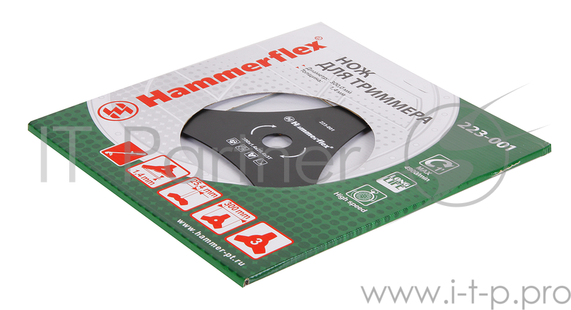 Нож для триммера Hammer Flex 223-001 закаленная сталь, 3 зуба, толщина 1,4 мм, d=300 мм