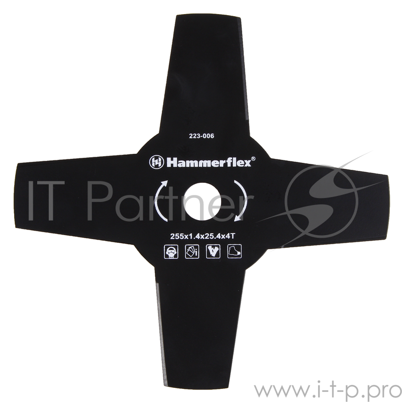 Нож для триммера Hammer Flex 223-006 закаленная сталь, 4 зуба, толщина 1,4 мм, d=255 мм