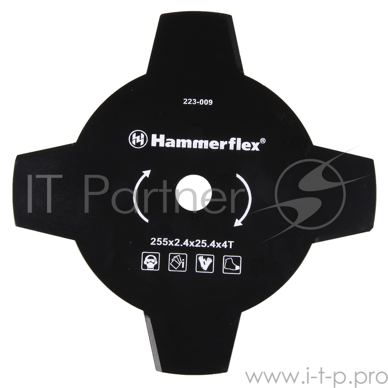 Нож для триммера Hammer Flex 223-009 закаленная сталь, круглый, 4 зуба, толщина 2,4 мм, d=255 мм