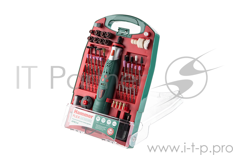 Аккум.дрель (мини) Hammer Flex AMD3.6 1.3Ач 3.6В LiION 0-18000 об/мин 118 аксессуаров