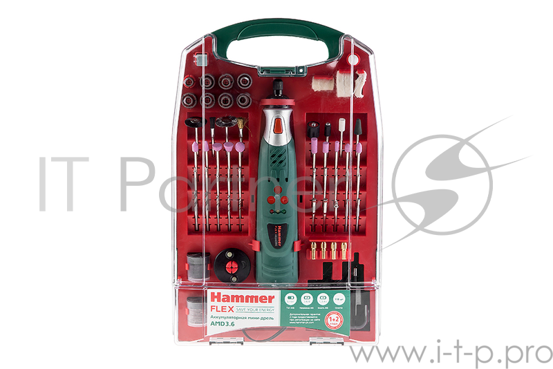 Аккум.дрель (мини) Hammer Flex AMD3.6 1.3Ач 3.6В LiION 0-18000 об/мин 118 аксессуаров