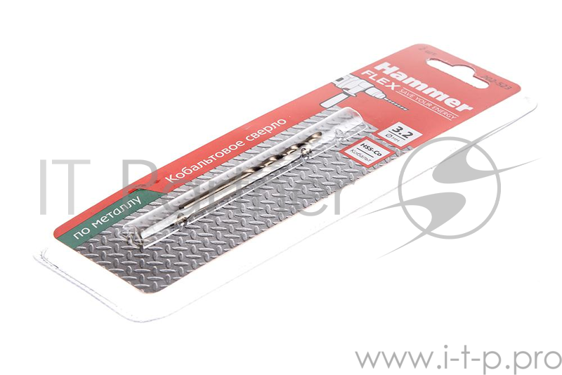 Сверло HAMMER Flex 202-523 DR CO 3,2мм*65мм кобальт M35, DIN338, HRC65-70 2шт