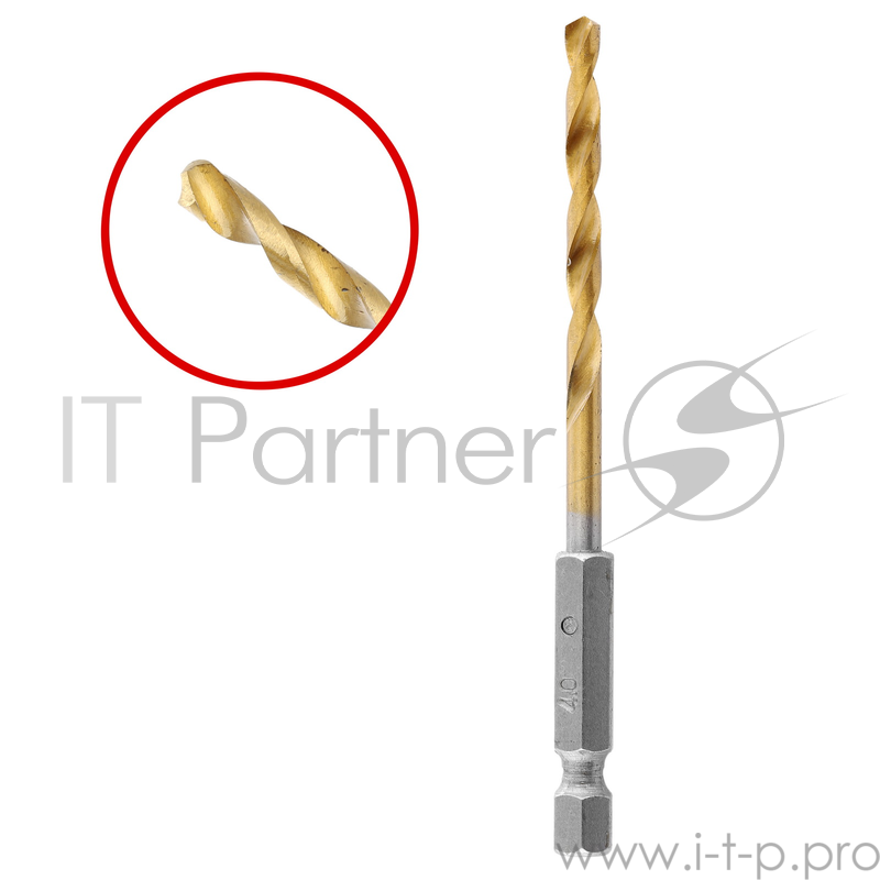 Сверло HAMMER Flex 202-806 DR MT 4,0мм*95 тип хвостовика - HEX, металл, HSS-4241, TIN